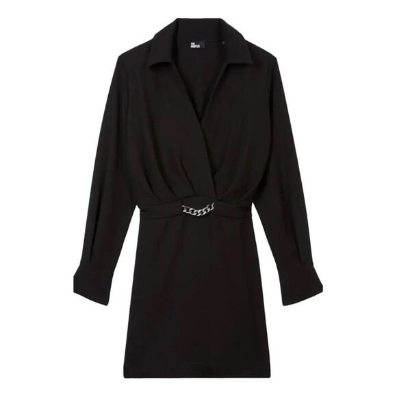 NWT! The Kooples Black Plunge Sheath Dress, Size 3 (US Large) - Picture 1 of 4